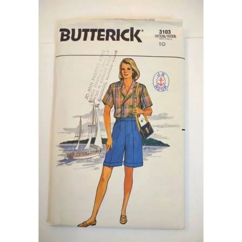 Butterick 3103 Sewing Pattern Misses Shirt Pants Shorts Size 10 Uncut 80s
